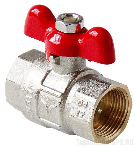 Кран шаровой латунь PRO AQUA  3/4", бабочка, вн/вн с накидной гайкой 