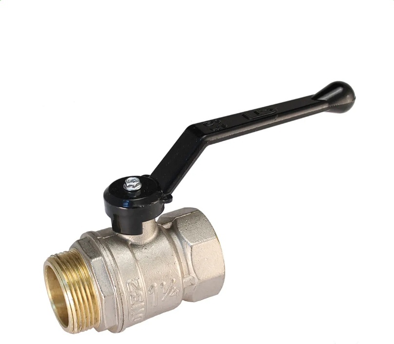 Кран шаровой латунь LD  Pride  1 1/4", рычаг чёрный вн/нар, с отверстием для пломбировки 