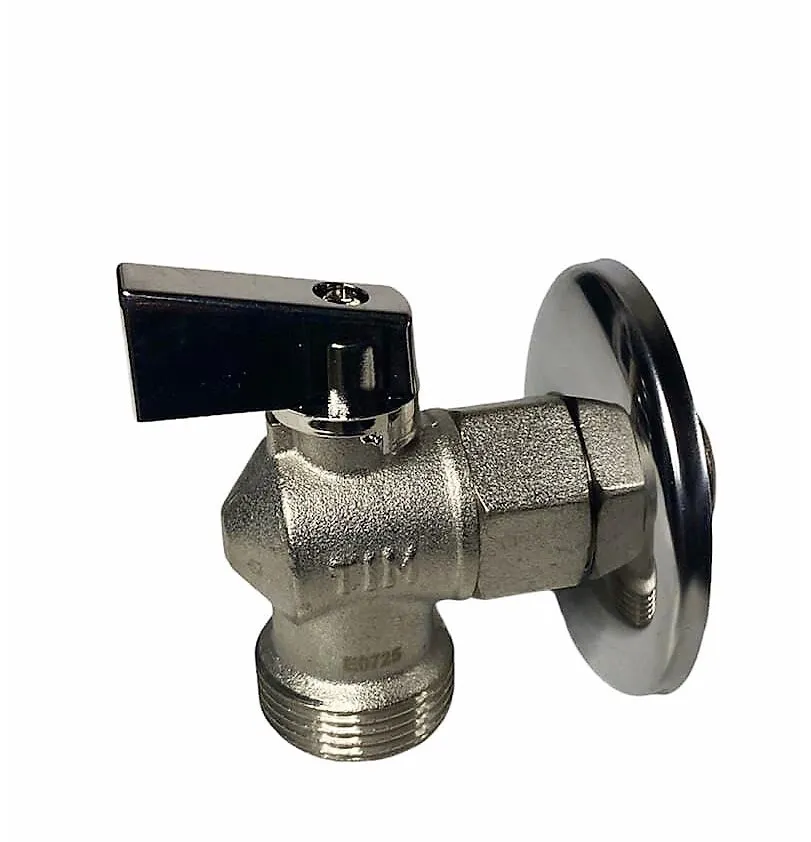 Кран шаровой латунь TIM BL5809A 1/2"-3/4" бабочка, нар/нар угловой для подключения приборов 