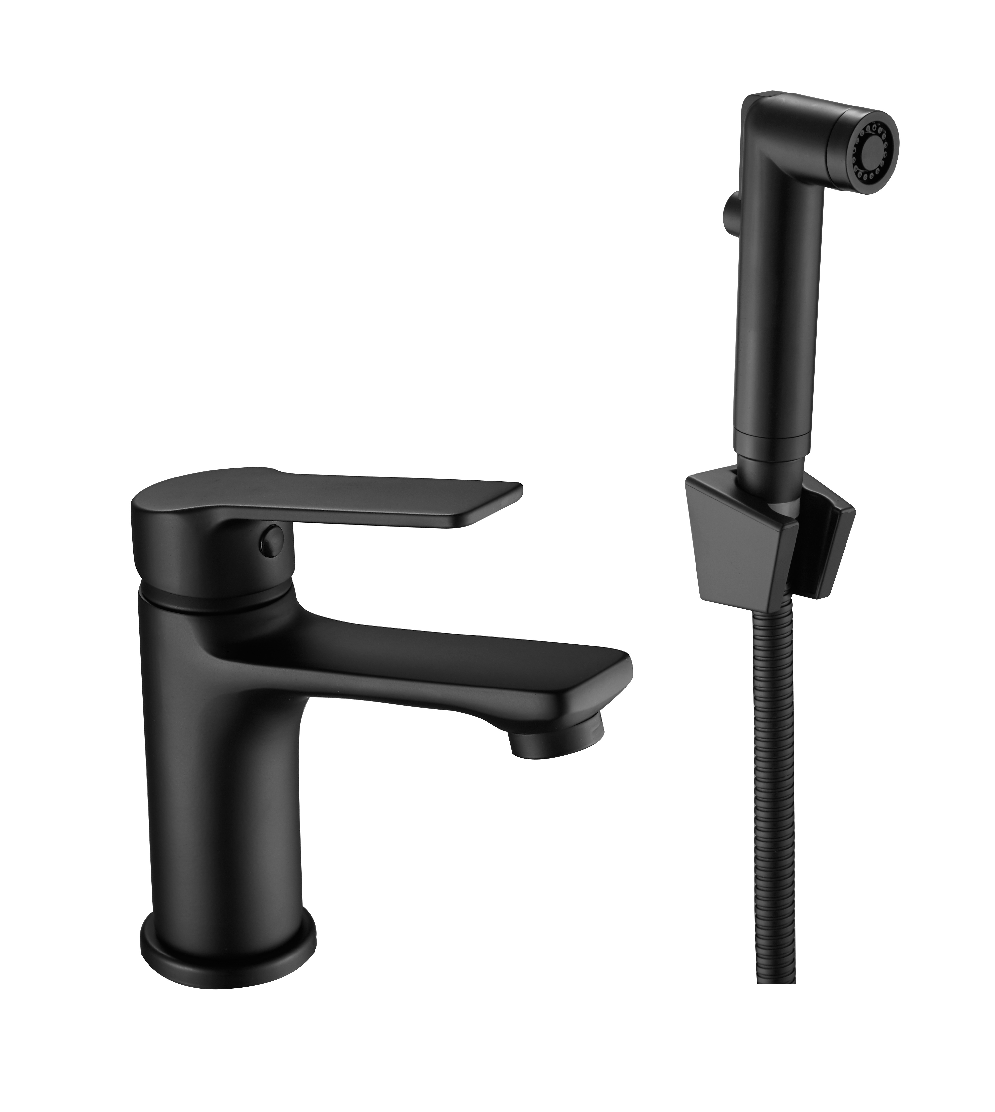 Смеситель для умывальника ESKO Singapore black SB 27H врезной, однорычажн. c гигиен. душем черный