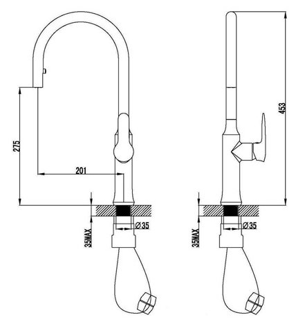 Смеситель для кухни SMART  SM134037AA_R,  врезной, двухрычажный хром — купить смеситель для кухни в Кургане, цены в интернет-магазине «АкваТехника»