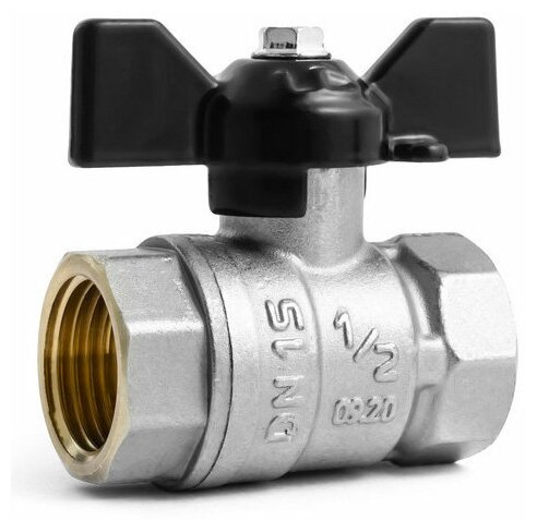 Кран шаровой латунь LD  Pride  1/2", бабочка,чёрная вн/вн  