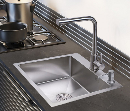 Мойка кухонная РМС 500*500 (3 в 1) + корз. раздв. + дозатор врезной MR-5050