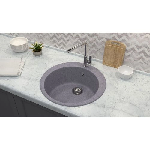 Мойка врезная BERGG Z30Q8 круглая Виктори темно серый(309) 475*475*180  — купить кухонную мойку в Кургане, цены в интернет-магазине «АкваТехника»