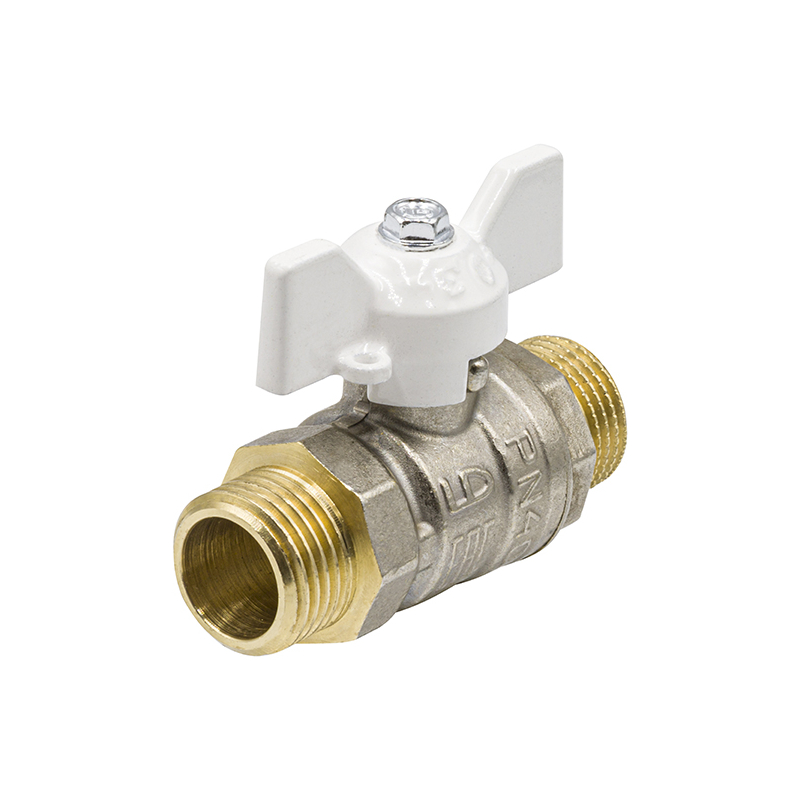 Кран шаровой латунь LD  Pride  1/2", бабочка,белая нар/нар  