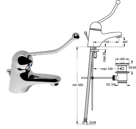 См. д/умыв "Видима СеваПрофи"локтевой хром В7609АА