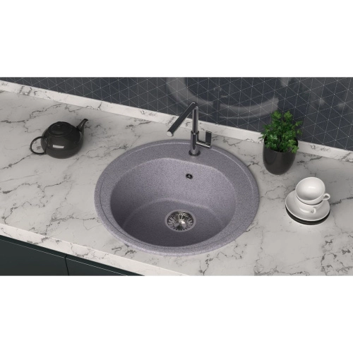 Мойка врезная BERGG Z3Q8 круглая Черая тёмно-серый/глянец, 510*510*191  — купить кухонную мойку в Кургане, цены в интернет-магазине «АкваТехника»