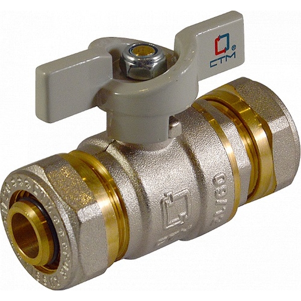 Кран шаровой латунь STM  20х20 бабочка, цанга/цанга  