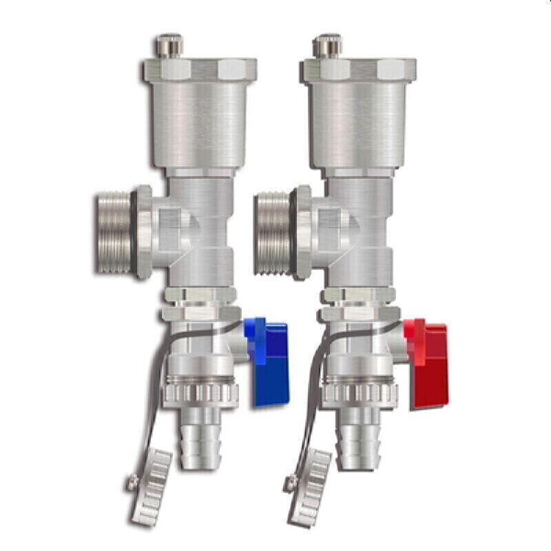 Набор торцевой G1" (подача+обрат.) для коллек.группы TIM M306-4 (тройник+авт.возд.отвод.+слив.кран)