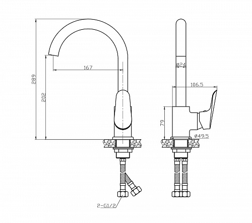Смеситель для кухни ESKO Asti AT 519  врезной, однорычажн.  — купить смеситель для кухни в Кургане, цены в интернет-магазине «АкваТехника»