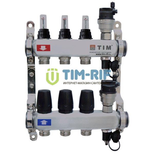 Коллекторная группа с расходомерами "КВАДРАТ" TIM KCS5005, 1", 5 выходов