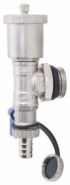 Тройник коллекторный со сливным клапаном и воздухоотводчиком Gappo G435.06 1" комплект из 2х шт