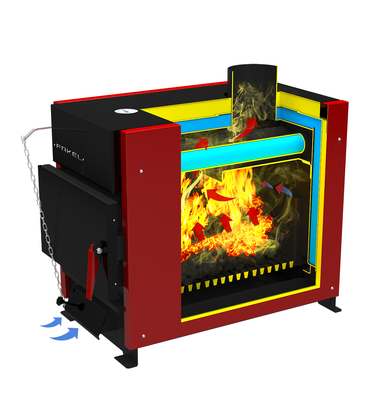 Котел твердотопливный ТЕРМОКРАФТ  FAKEL, одноконтурный, 15кВт, 