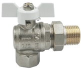 Кран шаровой латунь TIM DE1235N 1/2", бабочка,белая вн/нар, угловой со сгоном