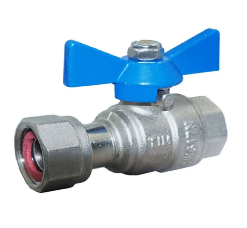 Кран шаровой латунь TIM  1/2", бабочка, вн/вн с накидной гайкой 