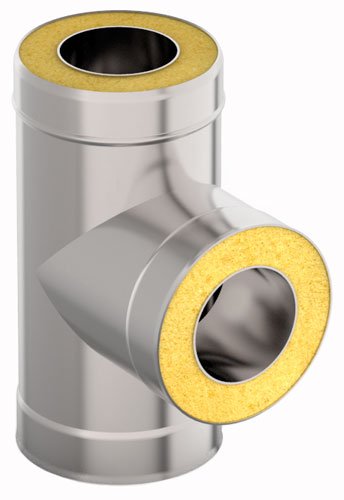 Сэндвич-тройник УМК 90° 115*200мм 1,0мм/0,5мм нерж + нерж по конденсату 