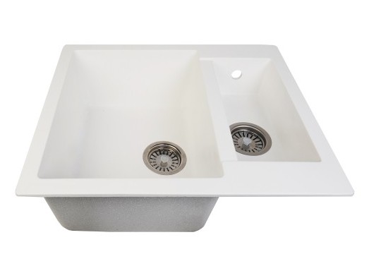 Мойка врезная  GRANMILL прямоугольная №28 белая 600*500мм двухчашевая