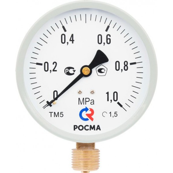 Манометр радиальный РОСМА ТМ 510Р 1,0Мпа кл.т.1,5 G1/2