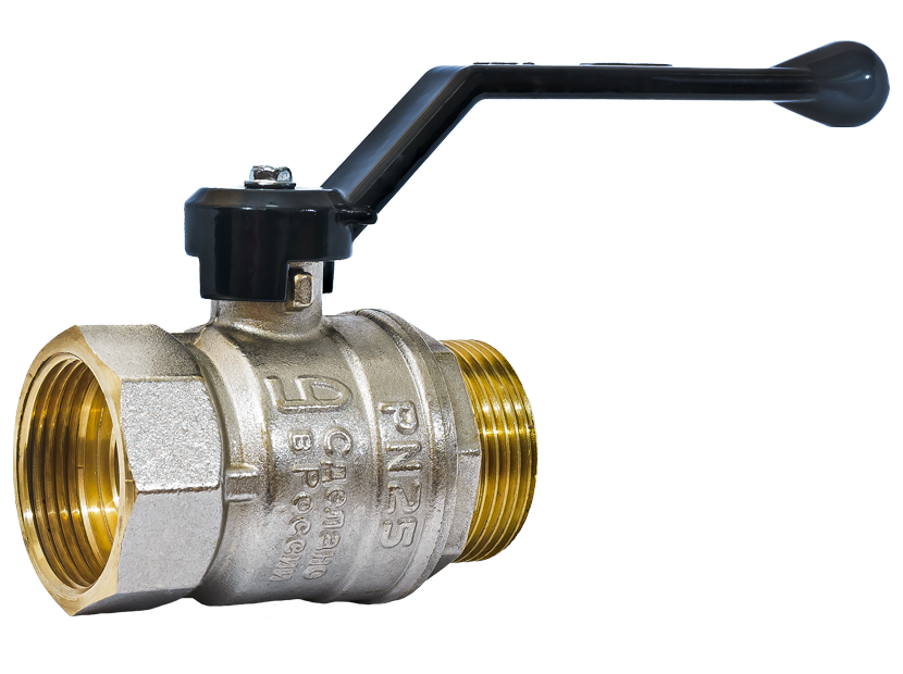 Кран шаровой латунь LD  Pride  1", рычаг чёрный вн/вн с отверстием для пломбировки 