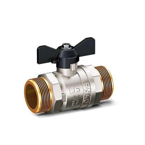 Кран шаровой латунь LD  Pride  1/2", бабочка,чёрная нар/нар  