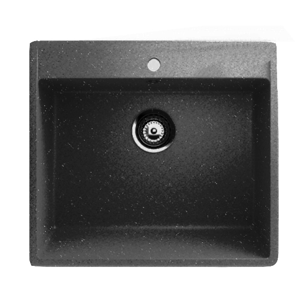 Мойка врезная  AGATA  AG4C1 черная 545*485*170 кварцевая, квадратная,глянцевая