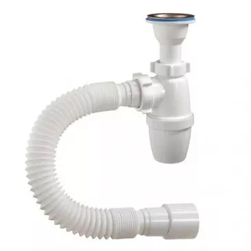 Сифон для раковины ОРИО А-32089 1/2х40 1 1/4 бутылочный, малый корпус с литым выпуском,гибкой трубой