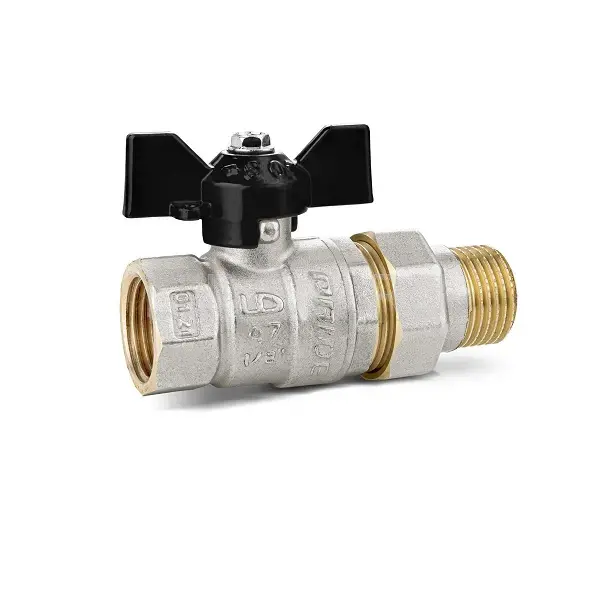 Кран шаровой латунь LD  Pride  1", бабочка,чёрная ВР/НР со сгоном прямой,  