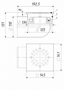 Трап для ВНУТР. КАН. АНИ ПЛАСТ ТА1112 110 150х150 нерж. сталь горизонтальный  — купить в Кургане, цены в интернет-магазине «АкваТехника»