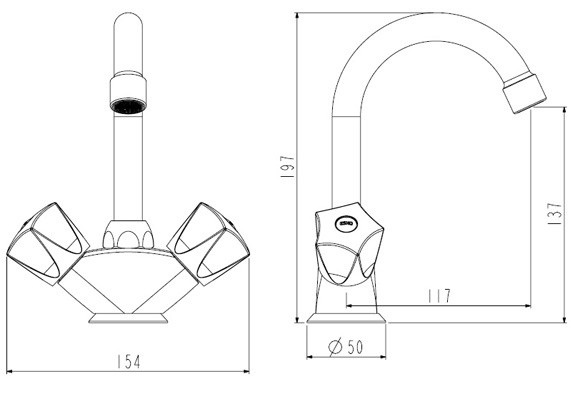 Смеситель для умывальника ESKO Moscow MS 26 врезной, двухвентильный,  — купить смеситель в Кургане, цены в интернет-магазине «АкваТехника»