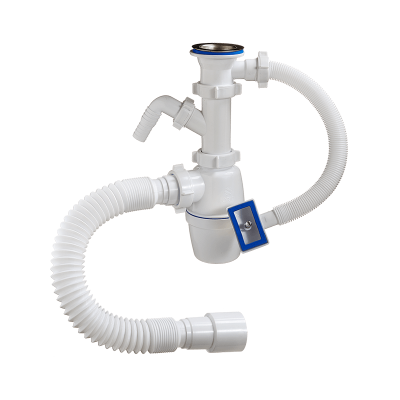 Сифон для раковины ОРИО А-4010 1 1/2"х40 бутылочный с литым выпуском, гибкой трубой 40-40/50 