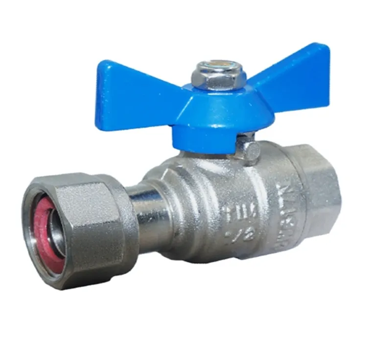 Кран шаровой латунь TIM  3/4", бабочка, вн/вн с накидной гайкой 