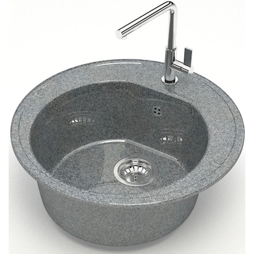 Мойка врезная BERGG Z3Q8 круглая Черая тёмно-серый/глянец, 510*510*191  — купить кухонную мойку в Кургане, цены в интернет-магазине «АкваТехника»