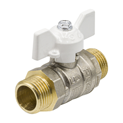 Кран шаровой латунь LD  Pride  3/4", бабочка,белая нар/нар  