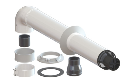 Газоход коаксиальный NAVIEN / FONDITAL комплект (РТ-1 + A-013-F) с фланцем 60/100мм*1м,   антилед, с