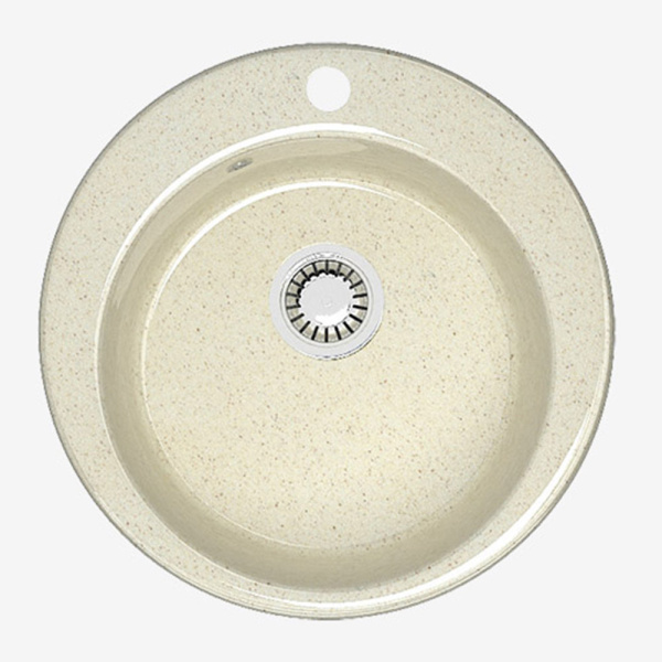 Мойка врезная BERGG Z30Q2 круглая Виктори бежевый/глянец, 475*475*180 