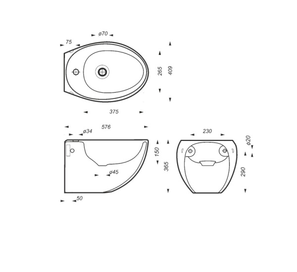 Биде SANITA Ринго  белый  — купить сантехнику в Кургане, цены в интернет-магазине «АкваТехника»