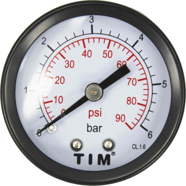 Манометр аксиальный TIM Y-50T-10, 1/4" нар., 10 bar