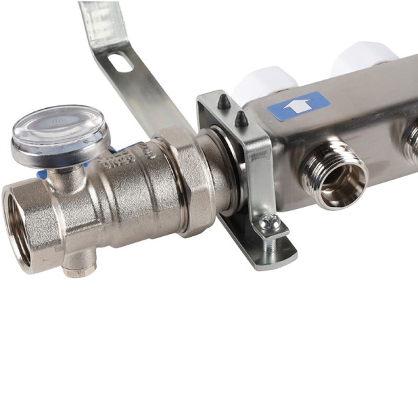 Коллектор из нержавеющей стали ROMMER   1"х3/4"х7 с расходомерами    — купить в Кургане, цены в интернет-магазине «АкваТехника»