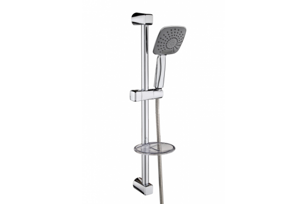 Стойка для душа РМС RACK-8  хром  шланг 1.5м лейка, держатель для душа, полочка 