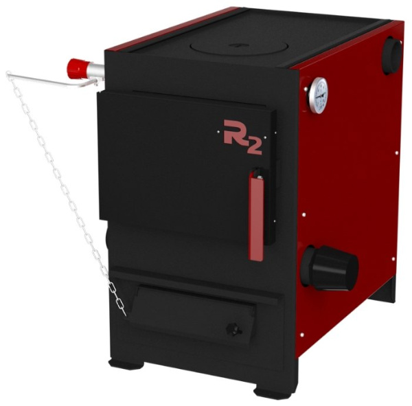 Котел твердотопливный ТЕРМОКРАФТ R2, одноконтурный, 12кВт, 1 чугун. конфорка