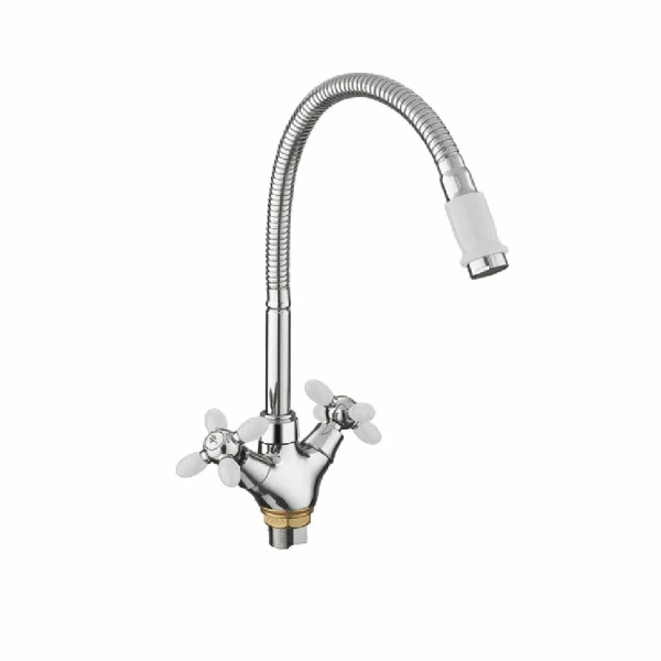 Смеситель для кухни FASHUN  А43127-8   двухвент. с гибким изливом,белый 