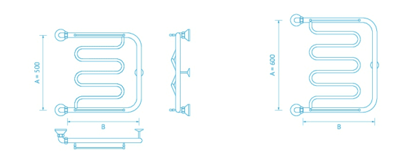 Полотенцесушитель МАРГРОИД Фокстрот B27 500х500мм  Полимерное покрытие водяной полотенцесушители — купить сантехнику в Кургане, цены в интернет-магазине «АкваТехника»