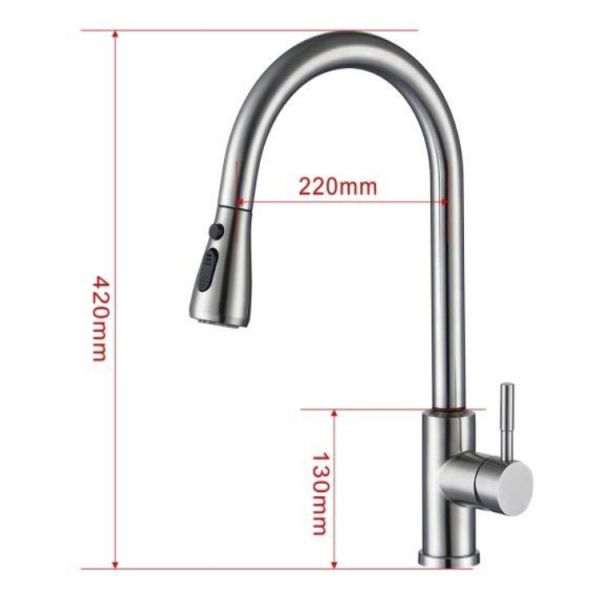 Смеситель для кухни ESKO Touch element TSS 519  врезной, однорычажн. с выдвижной лейкой стальной — купить смеситель для кухни в Кургане, цены в интернет-магазине «АкваТехника»