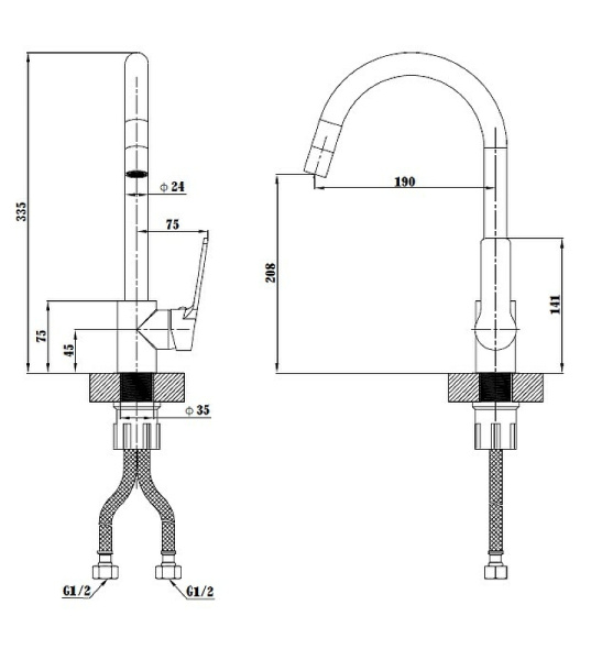 Смеситель для кухни ESKO Singapore black SB 519  врезной, однорычажн. черный — купить смеситель для кухни в Кургане, цены в интернет-магазине «АкваТехника»