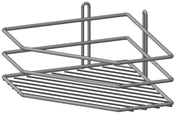 Полка угловая 1 яруса трапеция высокой борт Хром 200х200х105 П0001566