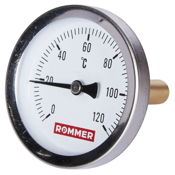 Термометр биметал ROMMER с гильзой Dn63 0-120С L50,1/2
