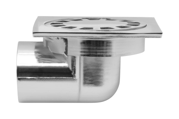 Трап мет. угловой 10 х 10 см (диам. 50 мм, хром) гидрозатвор, MP-У ИС.110003 — купить сантехнику в Кургане, цены в интернет-магазине «АкваТехника»