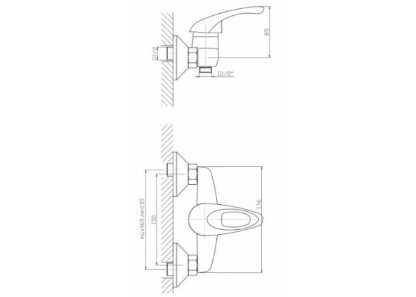 Смеситель для душа ESKO Nega NG 80 двухрычажный хром — купить смеситель для душа в Кургане, цены в интернет-магазине «АкваТехника»