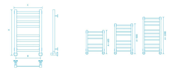Полотенцесушитель МАРГРОИД Лесенка B81/10 800х500мм  нижнее подключение водяной полотенцесушители — купить сантехнику в Кургане, цены в интернет-магазине «АкваТехника»