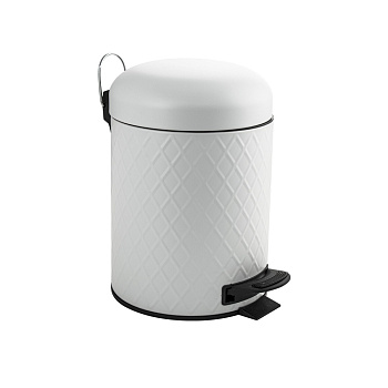 Ведро Санакс 1505 круглое БЕЛОЕ эмаль с узором, с педалью с нерж.стал. марка 410 5л УЦЕНКА